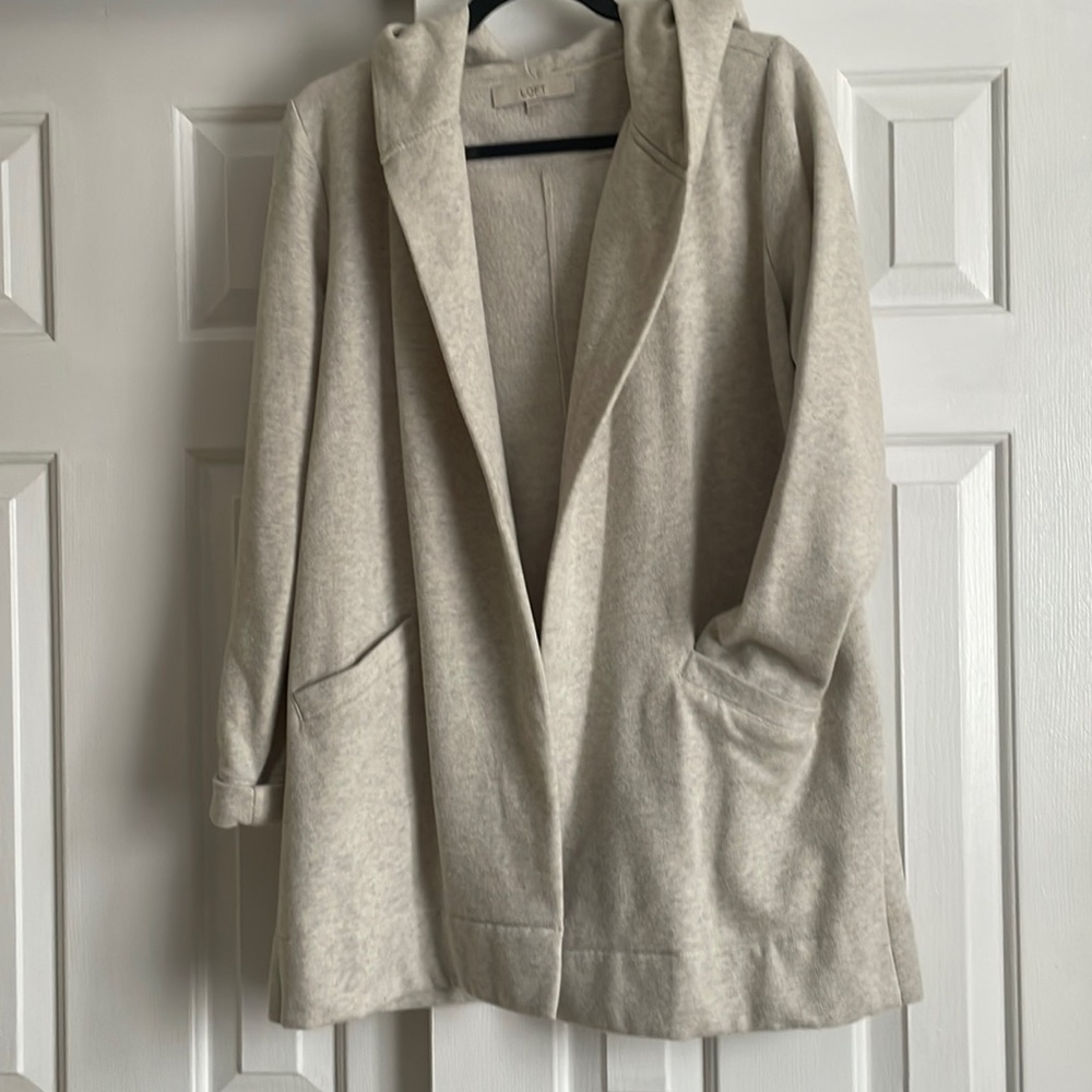 Loft M long hooded sweater/jacket